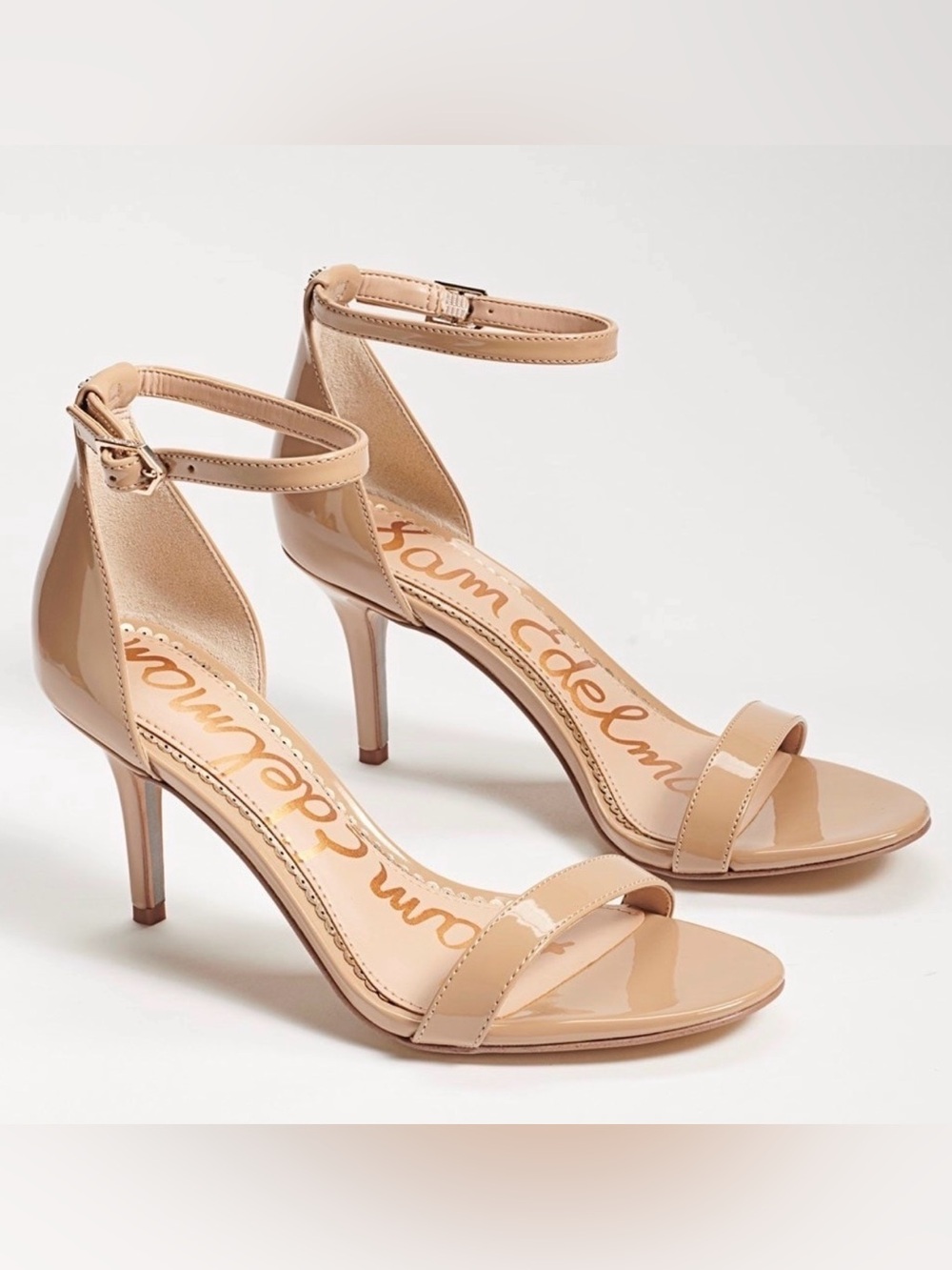 Sam Edelman Patti Beige Patent Ankle Strap Heels Sandals Women’s 12M NWB
